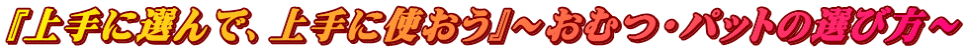 『上手に選んで、上手に使おう』～おむつ・パットの選び方～
